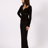 Noa black lace long sleeve top, side view