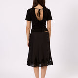 Mila Deep V Tee - Black