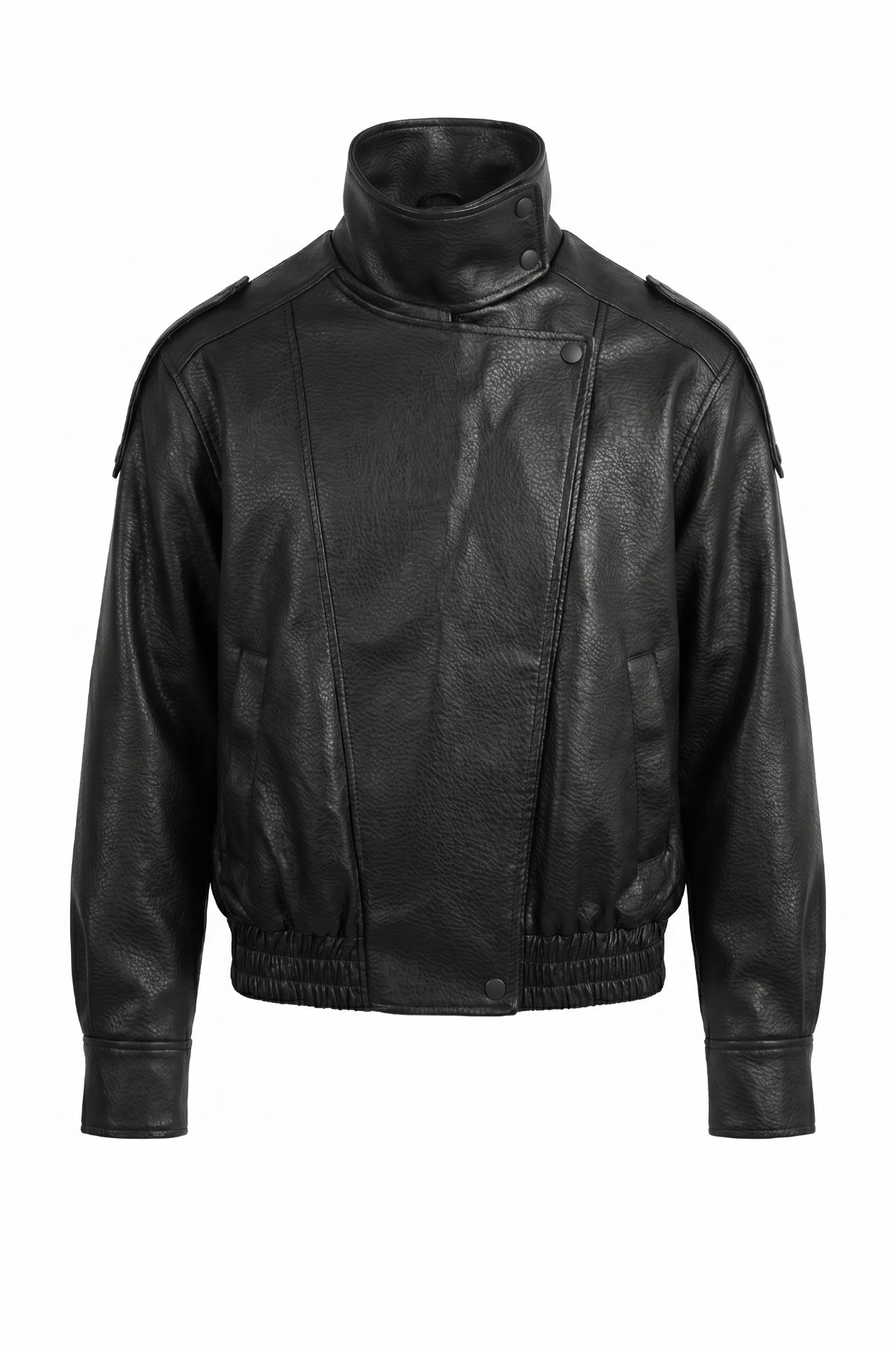 Zoe black faux leather jacket, product flat lay