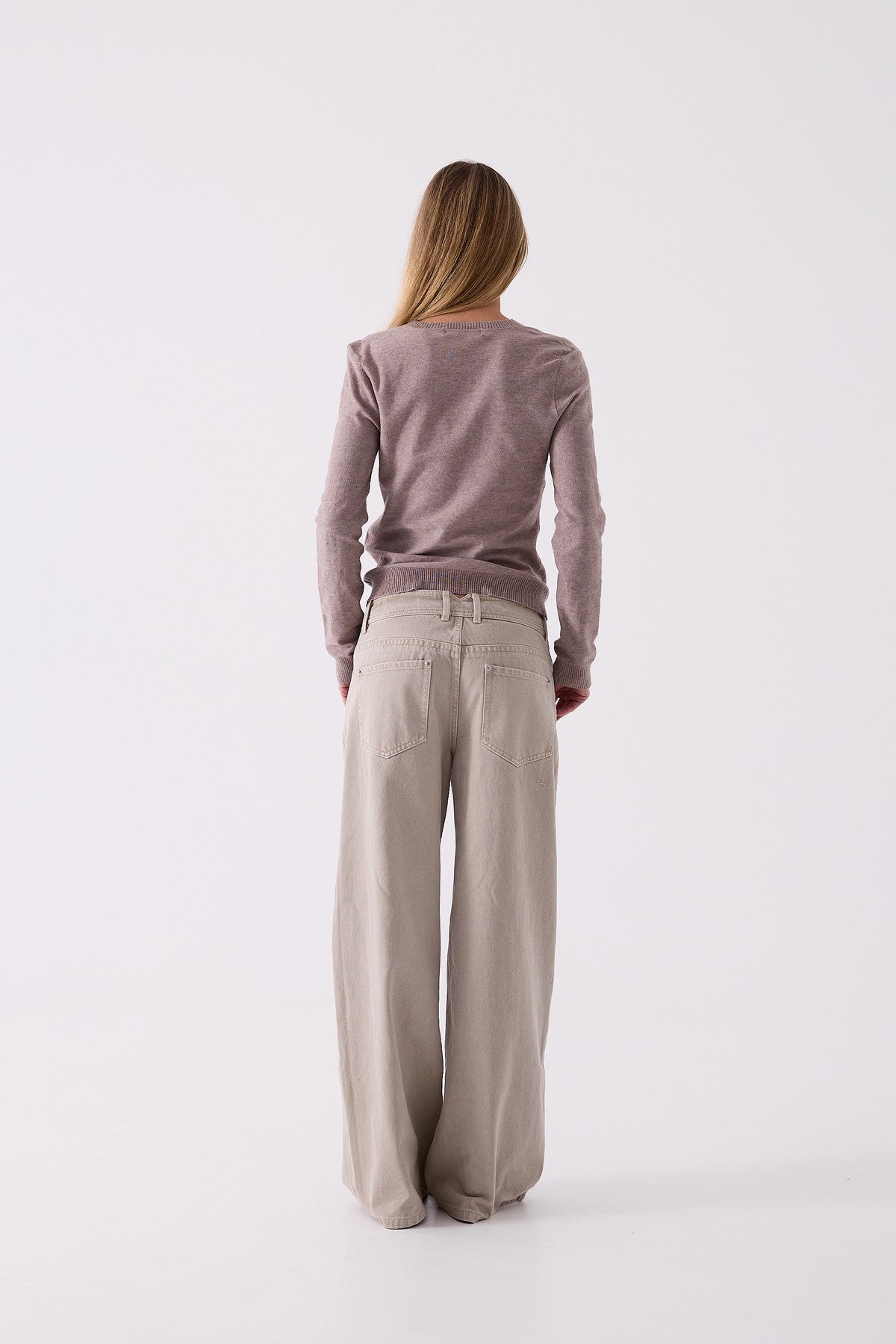 Anouk V-Neck Knit in Beige – back view