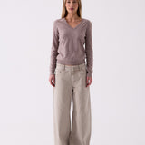 Anouk V-Neck Knit in Beige – side view