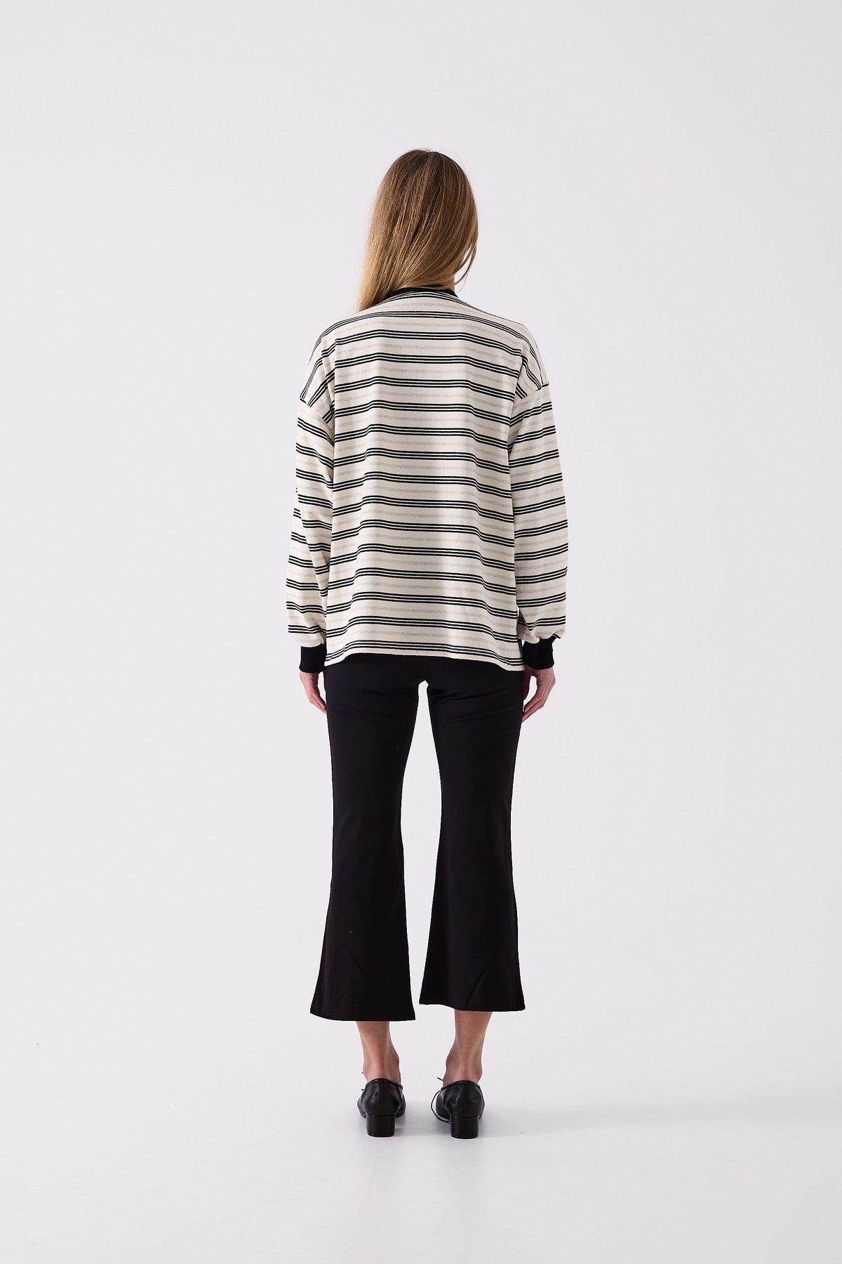 Billie Stripe Long Sleeve in Cream – back view