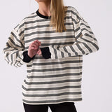 Billie Stripe Long Sleeve in Cream – close up detail