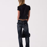 Colette Puff Sleeve Blouse in Black – back view