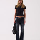 Colette Puff Sleeve Blouse in Black – front view