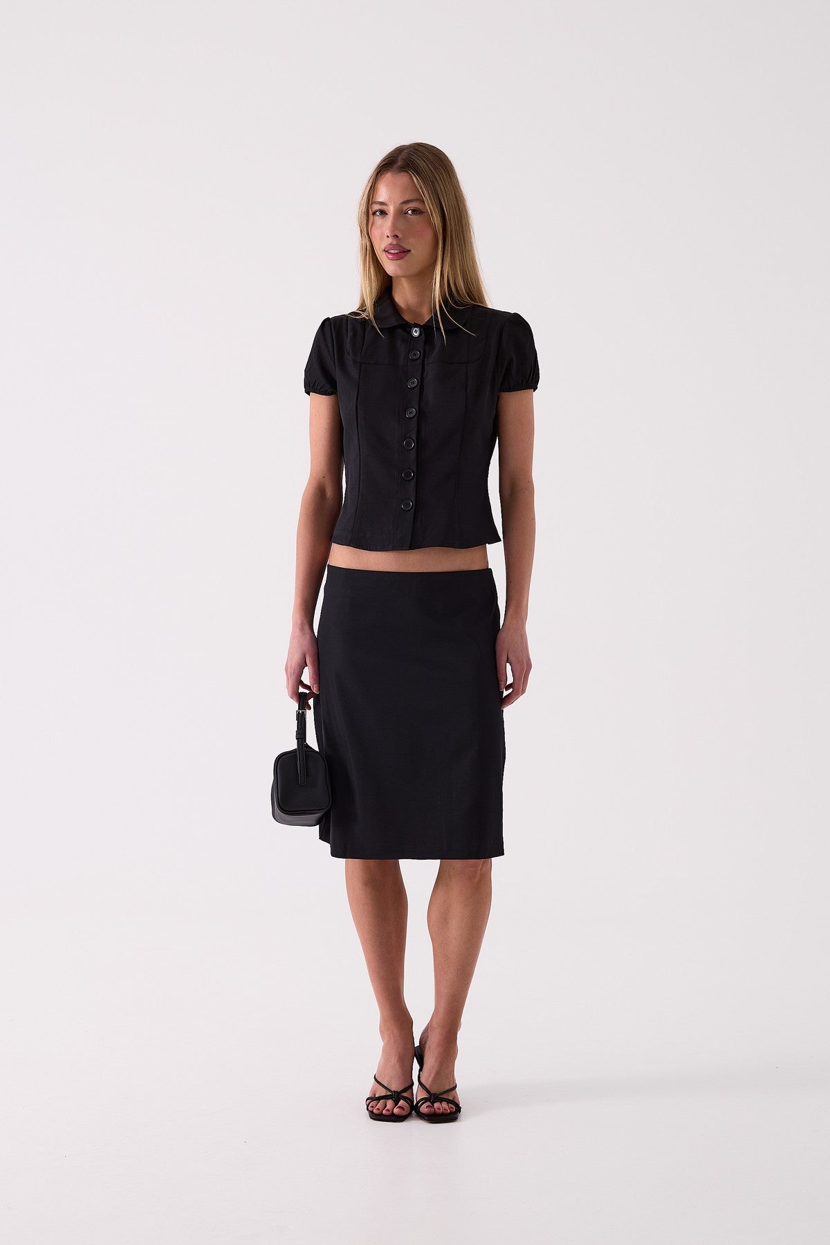 Colette Midi Skirt in Black – front view