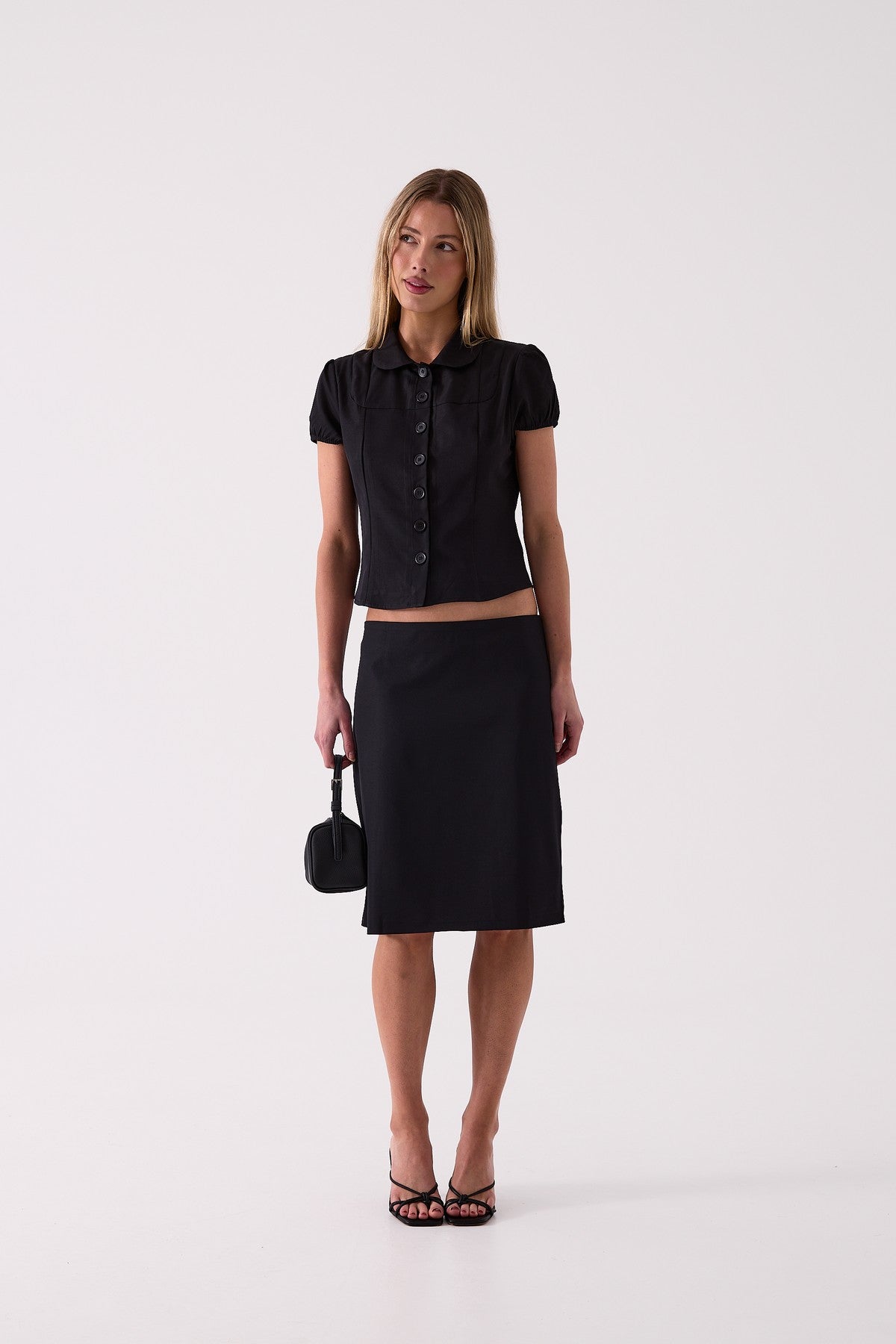 Colette Midi Skirt in Black – side view