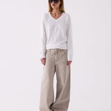Elodie V-Neck Knit in White – front view