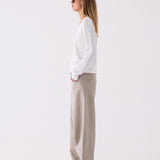 Elodie V-Neck Knit in White – side view