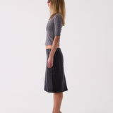 Esme Leather Midi Skirt in Black – side view
