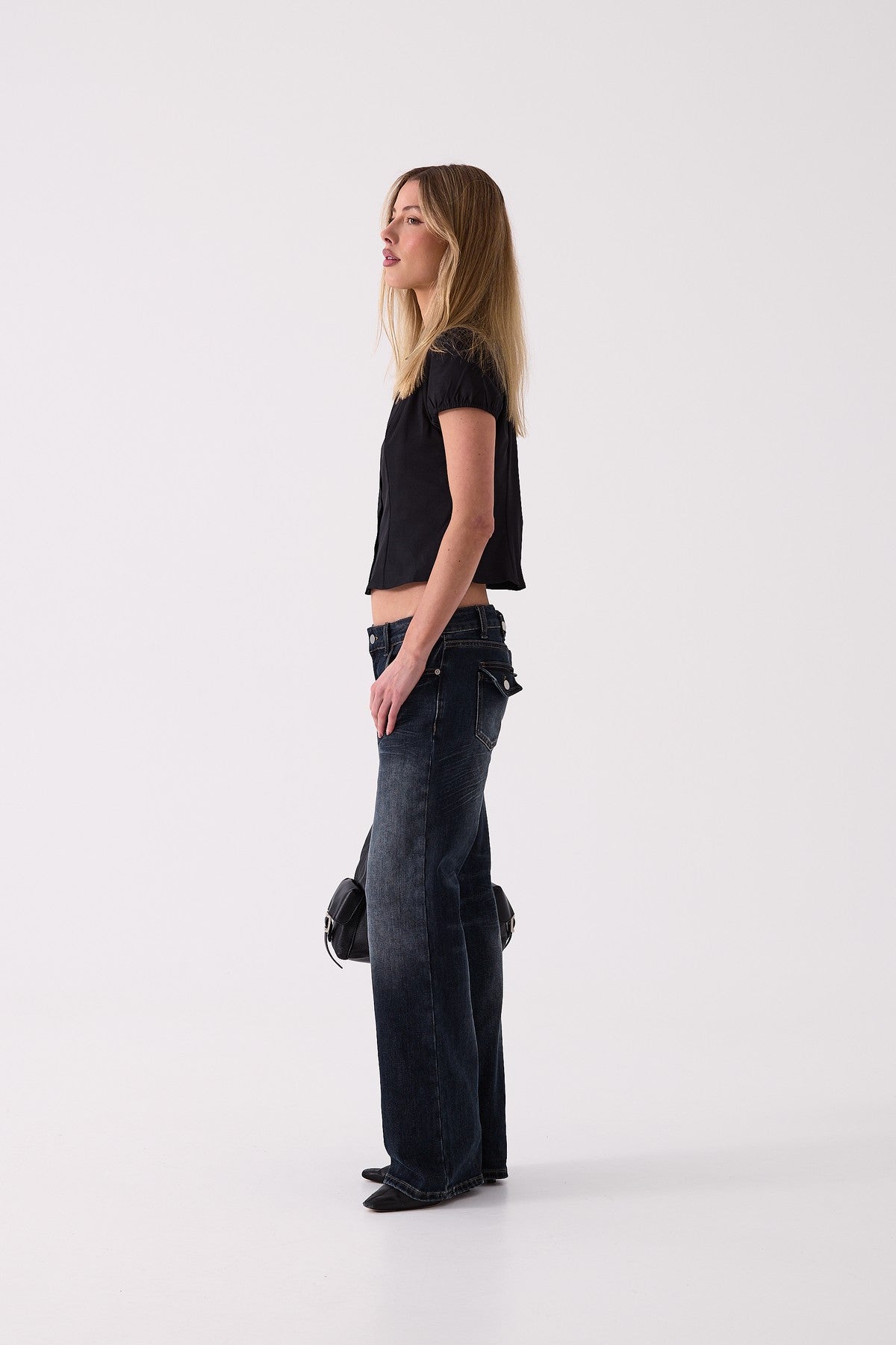 The Flared Jean in Black – side view