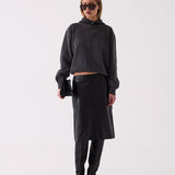 Frankie Hooded Knit in Charcoal – front view
