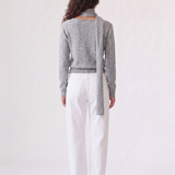 Wren Top in light grey — back view of the soft knit long-sleeve top