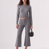Simone Cropped Flare Pant in Grey Marle – front view