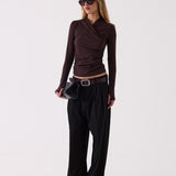 Delphine Pleated Trouser in Black – front view