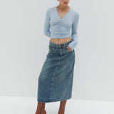 Nicole Denim Midi Skirt - Blue