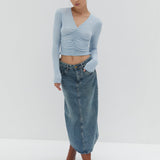 Nicole Denim Midi Skirt - Blue