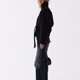 Odette Belted Wool Coat in Black – side view