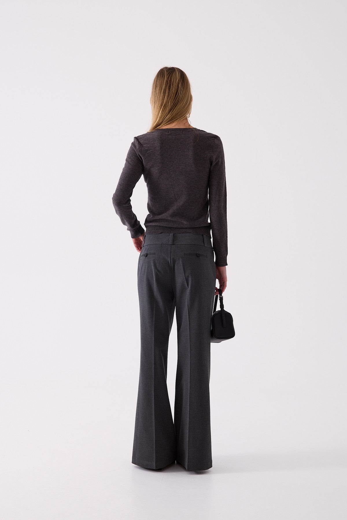 Margot Flared Trouser in Grey Marle – back view