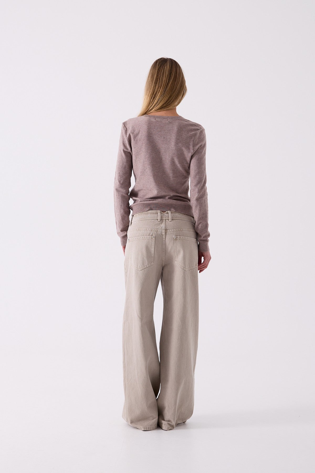 The Wide Leg Jean in Ecru – back view