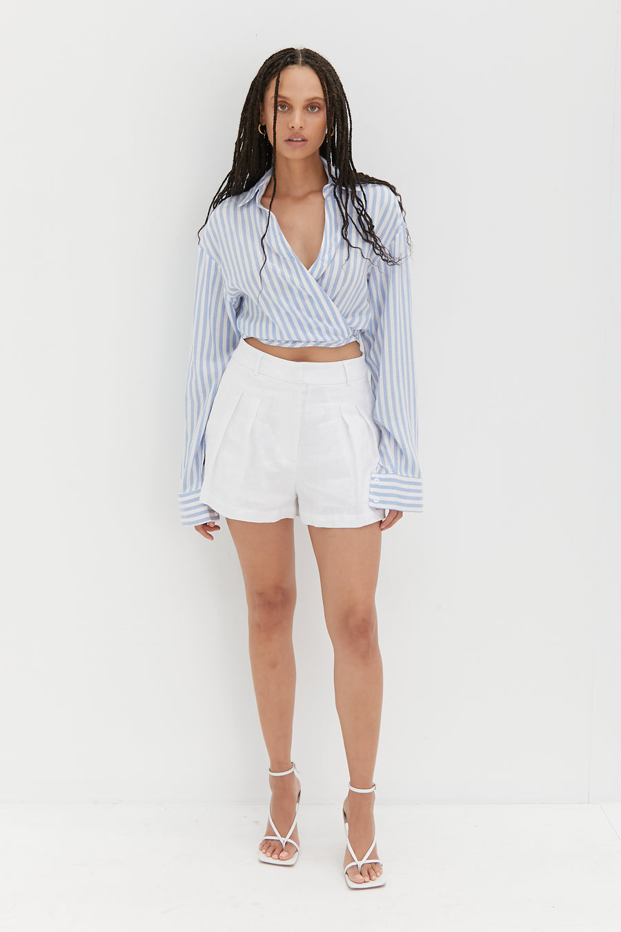 Crop Tie Shirt - Stripe